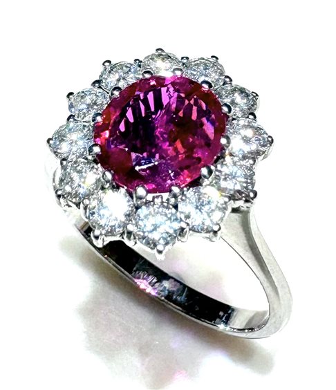 Ring Sommer Woman Kate in White Gold Rubino 1.28 Ct RUB OVALE DIA CT 0.66 F/VS - RUB OVALE DIA CT 0.66 F/VS